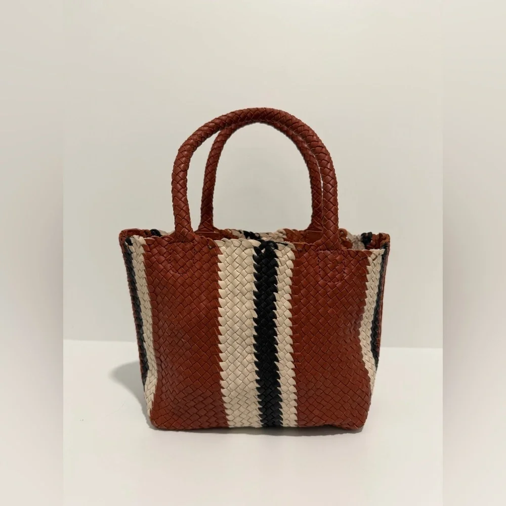NEW Madewell The Handwoven Mini Tote leather in Dusty Redwood Multi NV808 $158 - Picture 9 of 11